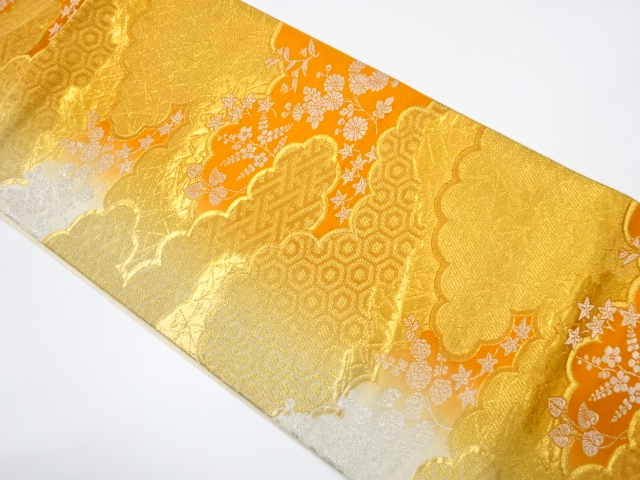 JAPANESE FUKURO OBI / WOVEN FLORAL PLANTS